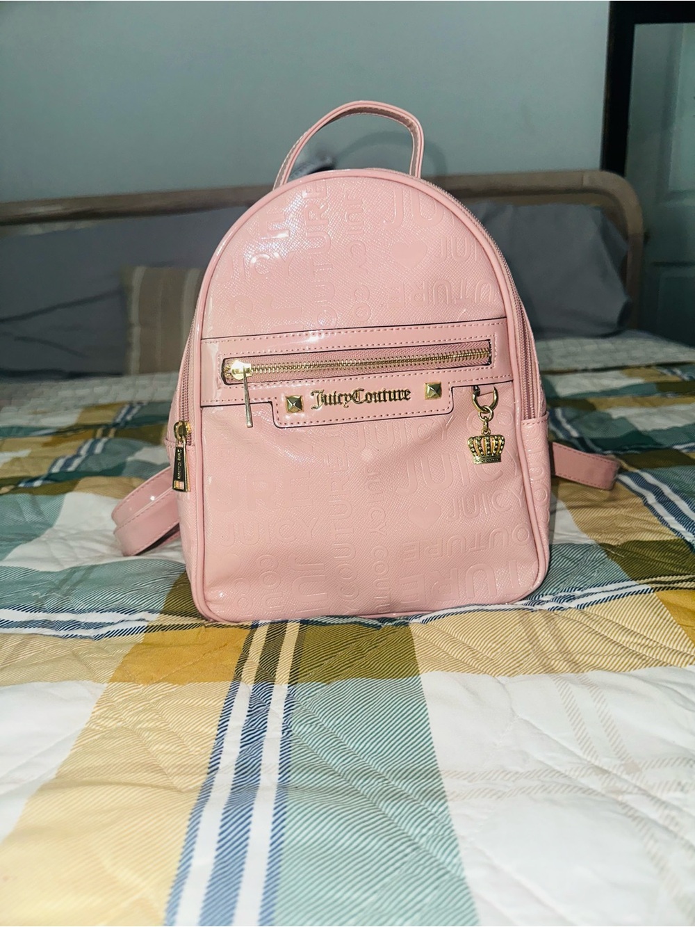 Juicy Couture Blush Pink Mini Backpack with Gold Accents